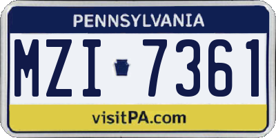 PA license plate MZI7361