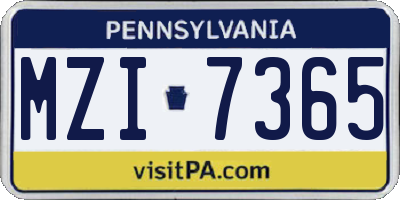 PA license plate MZI7365