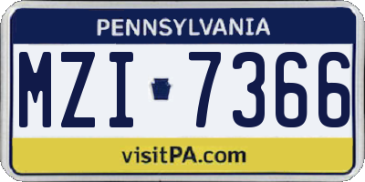 PA license plate MZI7366
