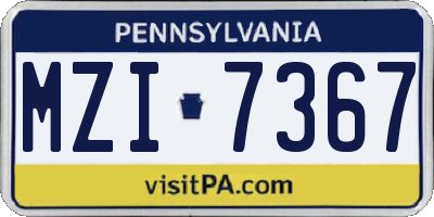 PA license plate MZI7367