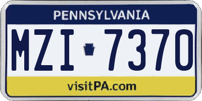 PA license plate MZI7370