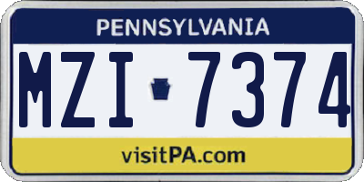 PA license plate MZI7374