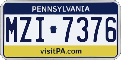 PA license plate MZI7376
