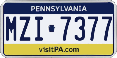 PA license plate MZI7377