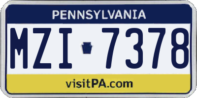 PA license plate MZI7378