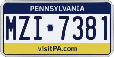 PA license plate MZI7381