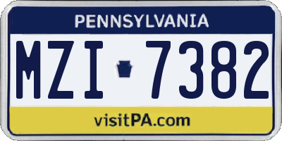 PA license plate MZI7382