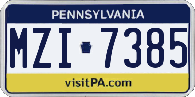 PA license plate MZI7385