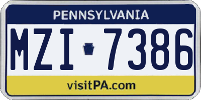PA license plate MZI7386