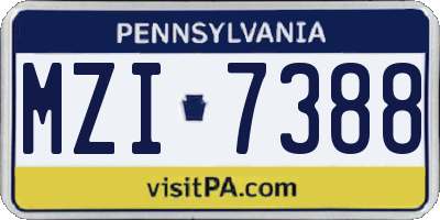 PA license plate MZI7388