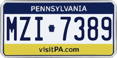 PA license plate MZI7389
