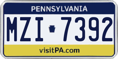 PA license plate MZI7392