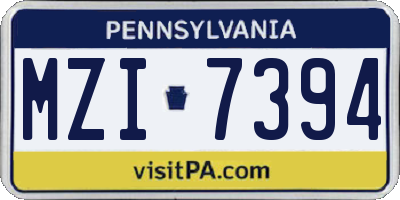PA license plate MZI7394