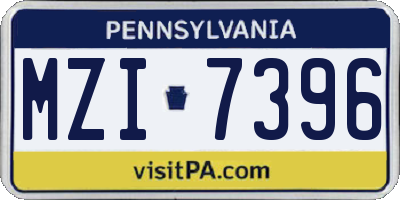PA license plate MZI7396