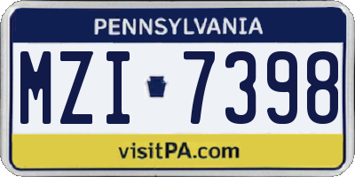 PA license plate MZI7398