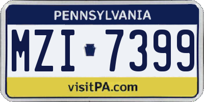 PA license plate MZI7399
