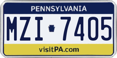 PA license plate MZI7405