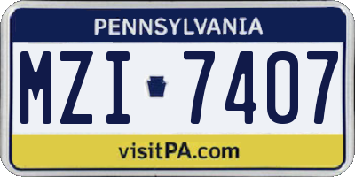 PA license plate MZI7407