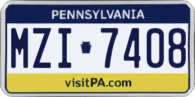 PA license plate MZI7408