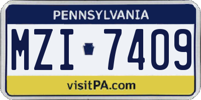 PA license plate MZI7409