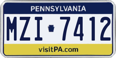 PA license plate MZI7412