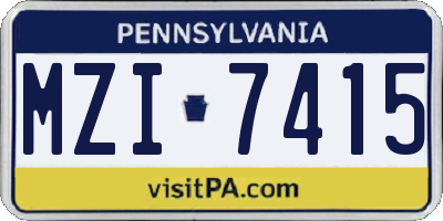 PA license plate MZI7415