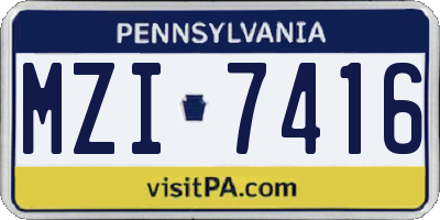 PA license plate MZI7416