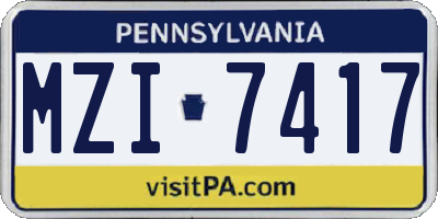 PA license plate MZI7417