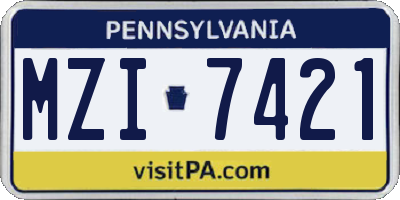 PA license plate MZI7421