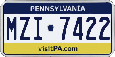 PA license plate MZI7422