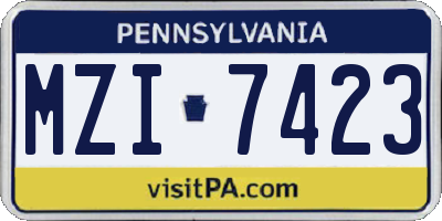 PA license plate MZI7423