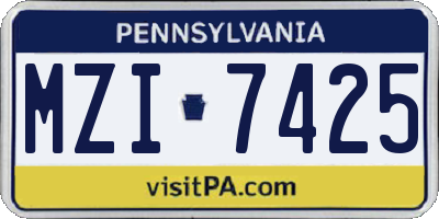 PA license plate MZI7425