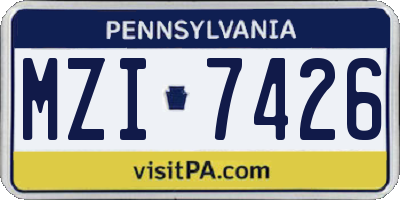 PA license plate MZI7426