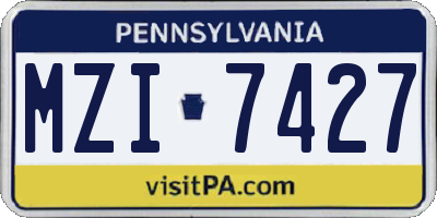PA license plate MZI7427