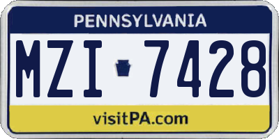 PA license plate MZI7428