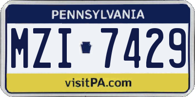 PA license plate MZI7429