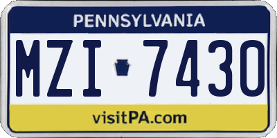 PA license plate MZI7430