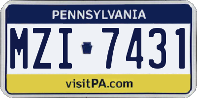 PA license plate MZI7431