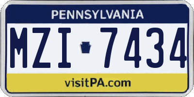 PA license plate MZI7434