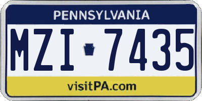 PA license plate MZI7435