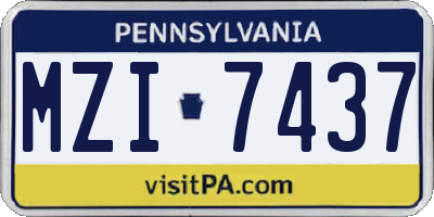 PA license plate MZI7437