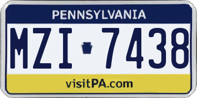 PA license plate MZI7438