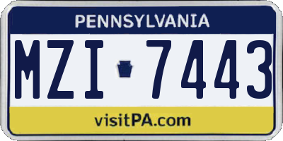 PA license plate MZI7443