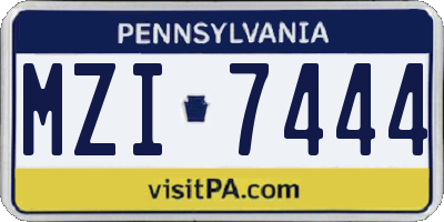 PA license plate MZI7444