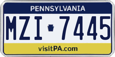 PA license plate MZI7445