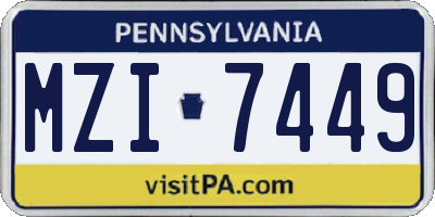 PA license plate MZI7449