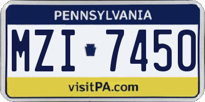 PA license plate MZI7450