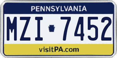 PA license plate MZI7452