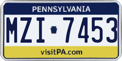 PA license plate MZI7453