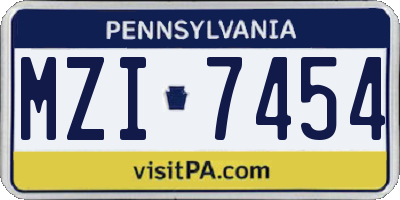 PA license plate MZI7454